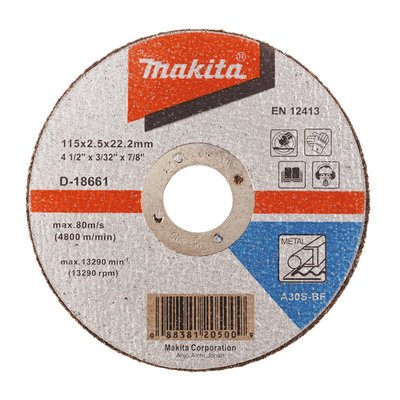 Отрезной диск по металлу 115х2,5 30S, плоский Makita (D-18661) D-18661 фото