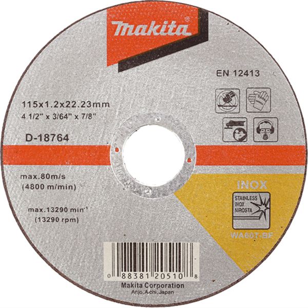 Тонкий відрізний диск для нержавіючої сталі 115х1,2 60Т, плаский Makita (D-18764) D-18764 фото