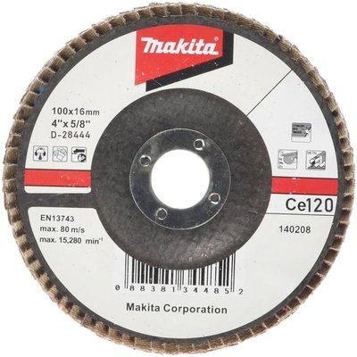 Лепестковый шлифовальный диск 100х16 Ce120, плоский Makita (D-28444) D-28444 фото