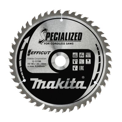 Пиляльний диск Makita Efficut TCT по дереву 190x20 мм x 45 зубів (E-11156) E-11156 фото