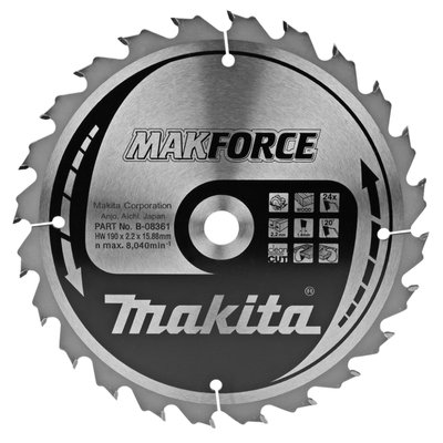 Диск пильний по деревині MAKForce 190x15,88 мм 24Т Makita (B-08361) B-08361 фото