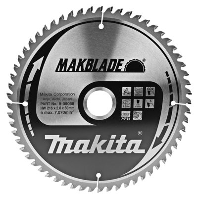 Пиляльний диск Makita MAKBlade 216x30 60T (B-09058) B-09058 фото