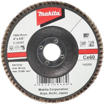 Лепестковый шлифовальный диск 100х16 Ce60, угловой Makita (D-28260) D-28260 фото