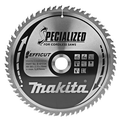 Пиляльний диск Makita Efficut SPECIALIZED 260х30 мм 60Т (B-67234) B-67234 фото