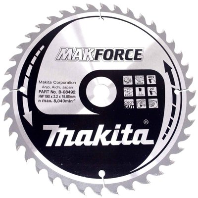 Диск пильний по деревині MAKForce 190x15,88 мм 40Т Makita (B-08492) B-08492 фото
