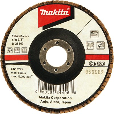 Пелюсточний диск для нержавіючої сталі з керамічним зерном Makita 125 мм K80 похилий (D-28357) D-28357 фото