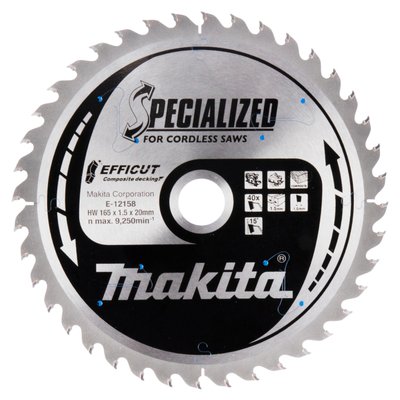 Пиляльний диск Makita Efficut SPECIALIZED 165х20 мм 40Т (E-12158) E-12158 фото