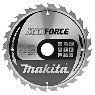 Диск пильний по деревині MAKForce 210x30 мм 24Т Makita (B-08377) B-08377 фото