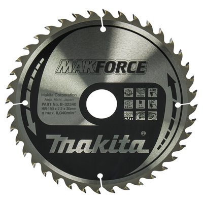 Диск пильний по деревині MAKForce 190x30 мм 40Т Makita (B-32340) B-32340 фото