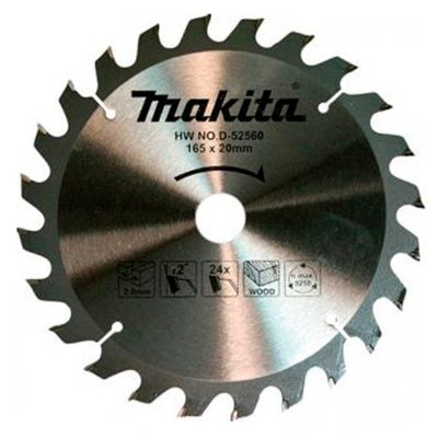Пиляльний диск Makita ТСТ по дереву 165x20мм x 24 зубів (D-52560) D-52560 фото