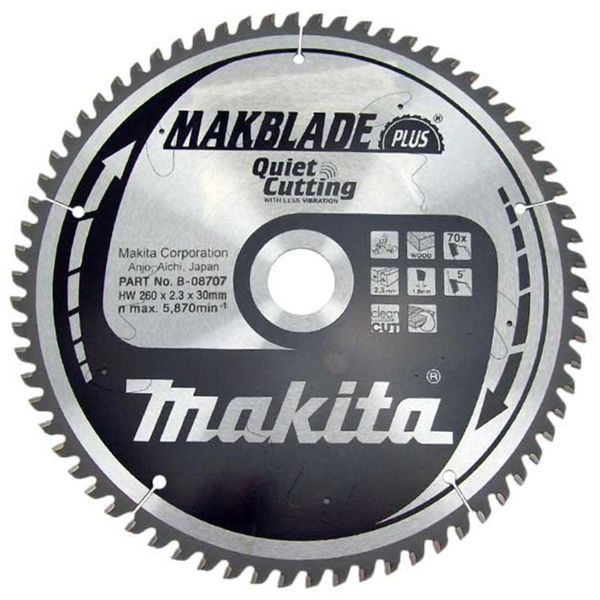 Пильный диск Makita MAKBlade Plus 260 мм 70 зубьев (B-08707) B-08707 фото